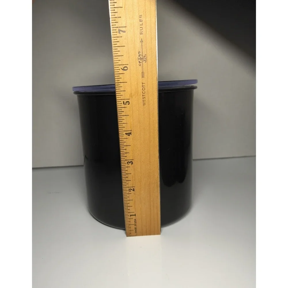 Canister Set Black Metal W Air Tight Acrylic Lid Kitchen Bathroom Office Storage
